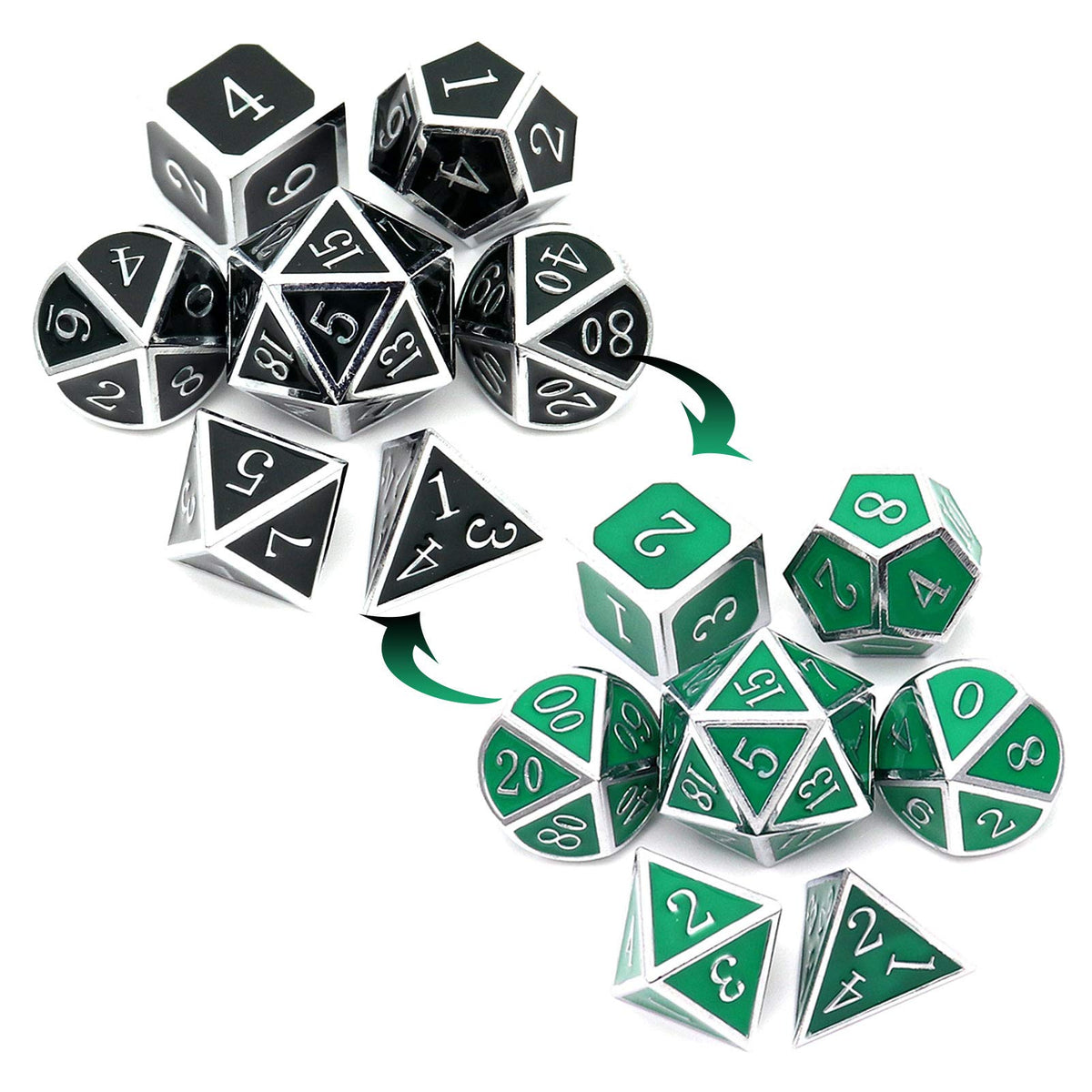 Haxtec Metal DND Dice Set, 7 Pcs Dragon Pattern Polyhedral Dice for RPG
