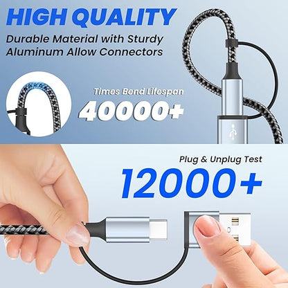 Travel Essentials 4 in 2 Dual Type C Multi Charging Cable for Apple Watch Charger,USB A/USB C Multiple Charger Cable/Cord for All Devices Compatible with iWatch Ultra/SE/10-1,iPhone 16-11 and More-5FT