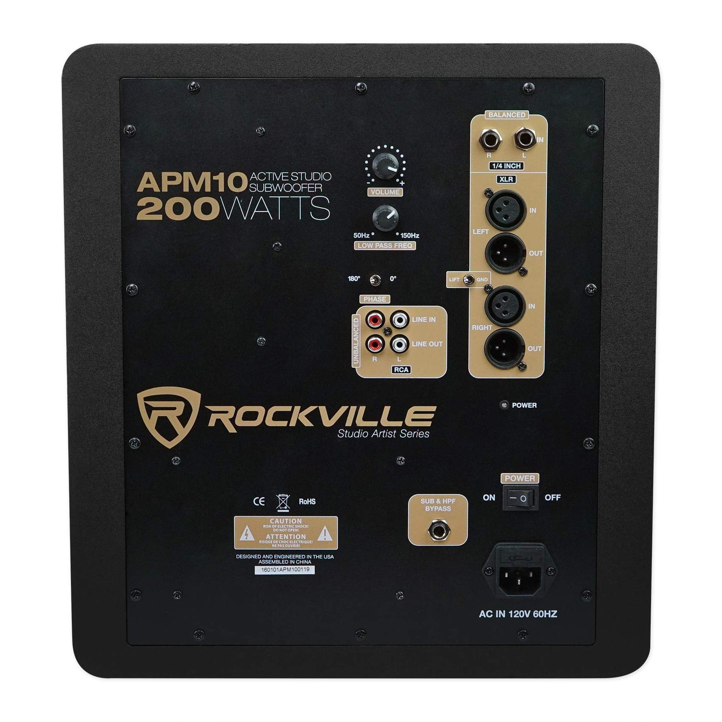 Rockville APM10C 10" 400 Watt Powered/Active Studio Subwoofer Pro Reference Sub