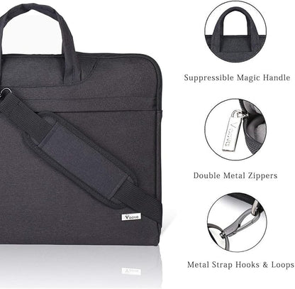 Voova Laptop Bag 15.6 Inch, Waterproof Computer Sleeve Carrying Case with Shoulder Straps & Handle Compatible with Macbook Air 15 M2/M3/M4, MacBook Pro 15/16, 15-16 Inch Hp Dell Lenovo Asus, Black