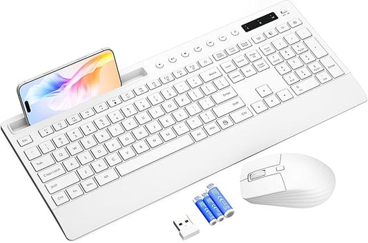 Trueque Wireless Keyboard and Mouse Combo, Full Size with Palm Rest