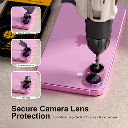 beuxece for 6 Pack iPhone 17 / iPhone 16 / iPhone 16 Plus Camera Lens Protector [Drop Protection] [Easy Installation] 9H Tempered Glass Camera Screen Protector Cover Accessories, Clear
