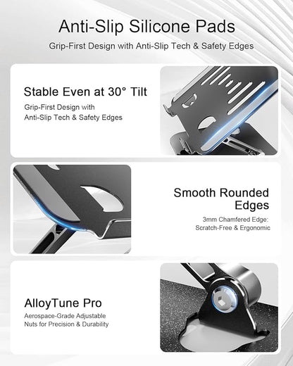 Laptop Stand Adjustable MacBook Stand for Desk Aluminum Notebook Holder Ergonomic Computer Riser Portable Desktop Stand Compatible with All MacBook Notebook Laptop 10-17 Inch