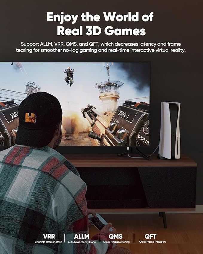 Highwings 8K HDMI Cable Long 2.1 30FT/9M, 48Gbps High Speed HDMI 4K120 144Hz Dynamic HDR 10 eARC HDCP 2.2&2.3 Compatible for PS5, Blu-ray Player and Monitor