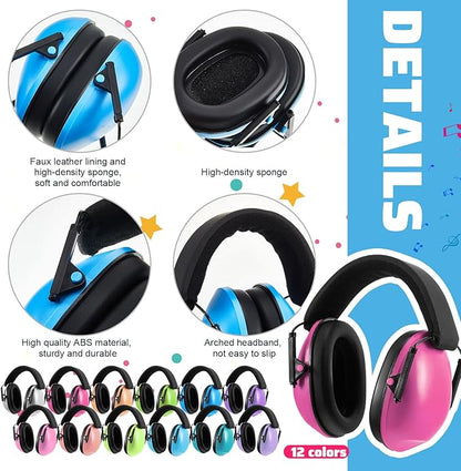 Amylove 12 Pcs Kids Ear Protection Noise Cancelling Headphones Ear Muffs Bulk 27db Adult Noise Reduction Hearing Earmuff(Universal Fit (kids & Adults),Classic Style,Macaron Color)