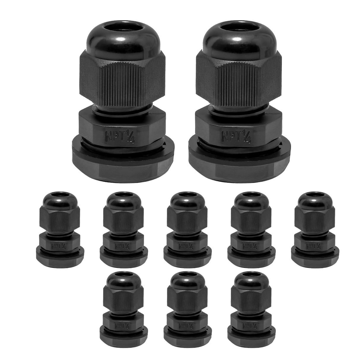 Bonsicoky 1/2" NPT Nylon Cable Glands, Grey, 10 Pcs