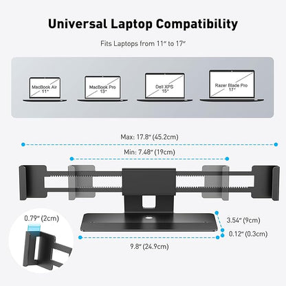 AboveTEK Laptop Locking Station, Premium Aluminum MacBook Security Lock with High-Security Copper Cylinder, Anti-Theft Computer Lock for All 11"-17" No-Slot Notebooks, Non-Slip Base for Public Spaces