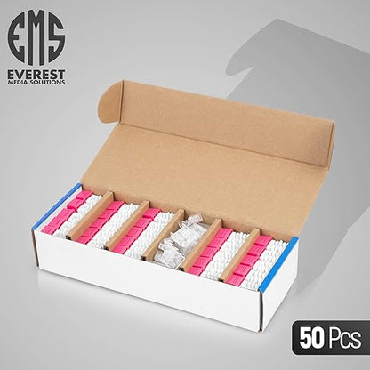 Everest 90° Angled RJ45 Cat6 Keystone Jacks 50-Pack in Pink - Slim Profile Female RJ45 Connectors - Cat 6 Keystone Jack - Compatible with 90° Angled Speed Termination Tool - easyJACK (B094WB91H3)