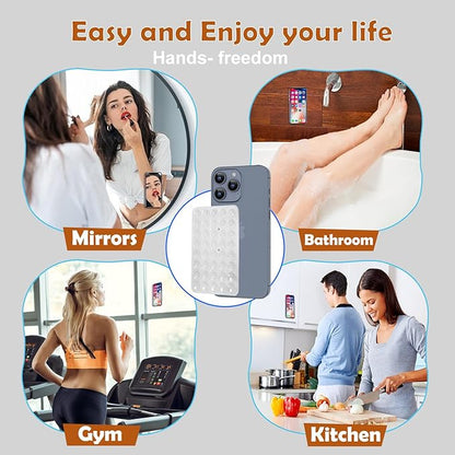 2PACK Silicone Double Sided Suction Phone Case Mount, Detachable Hands Free & Strong Grip Holder for Selfies & Videos, Compatible iPhone Android (2Pack Clear, 40 Suction Cups)
