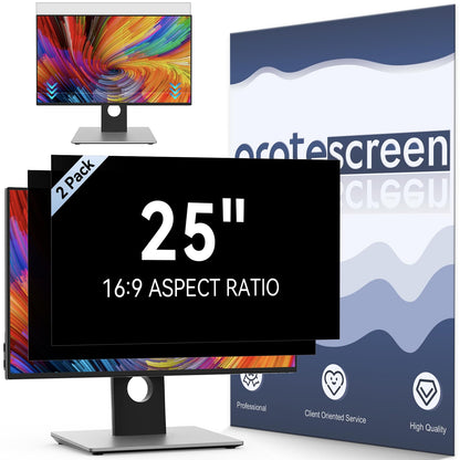 [2-Pack] 25 Inch Computer Privacy Screen Filter for 16:9 Widescreen Monitor, Removable Eye Protection Anti Glare Blue Light Filter Privacy Shield, Anti Scratch Anti Spy Screen Protector Film 25 In