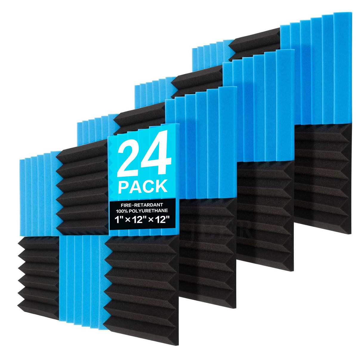 JBER 24 Pack Acoustic Panels Studio Foam Wedges Soundproof Padding