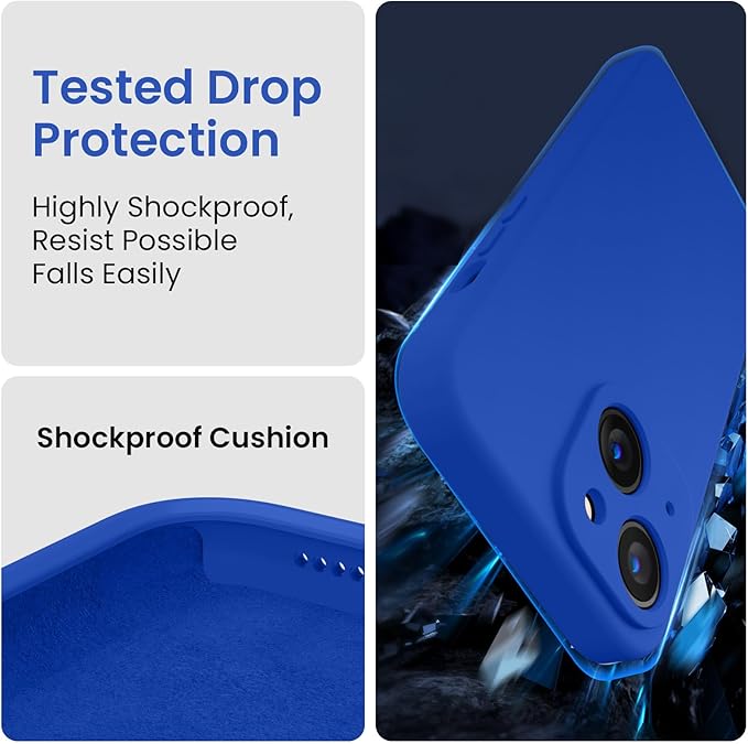 FireNova Designed for iPhone 15 Case, Silicone Upgraded [Camera Protection] Phone Case with [2 Screen Protectors], Soft Anti-Scratch Microfiber Lining Inside, 6.1 inch, Klein Blue