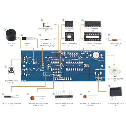 Soldering Practice Kit DIY RGB Digital Tube Adjustable Multifunctional Alarm Clock Electronics Projects Soldering Kit Welding Skills Learn Soldering Kit for DIYers (04SZ01)