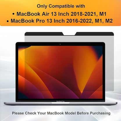 Magnetic Privacy Screen MacBook Air 13 Inch(2018-2021, M1), Removable Anti Blue Light Glare Filter Screen Protector with Camera Cover for Mac air 13''