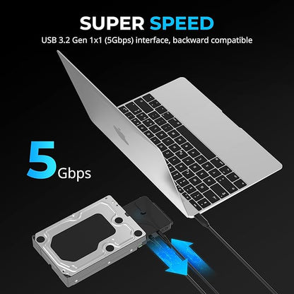 SABRENT USB Type-C to SSD/SATA/IDE 2.5/3.5/5.25-INCH Hard Drive Converter with UL Power Supply & LED Activity Lights [10TB Support] (USB-DS12)