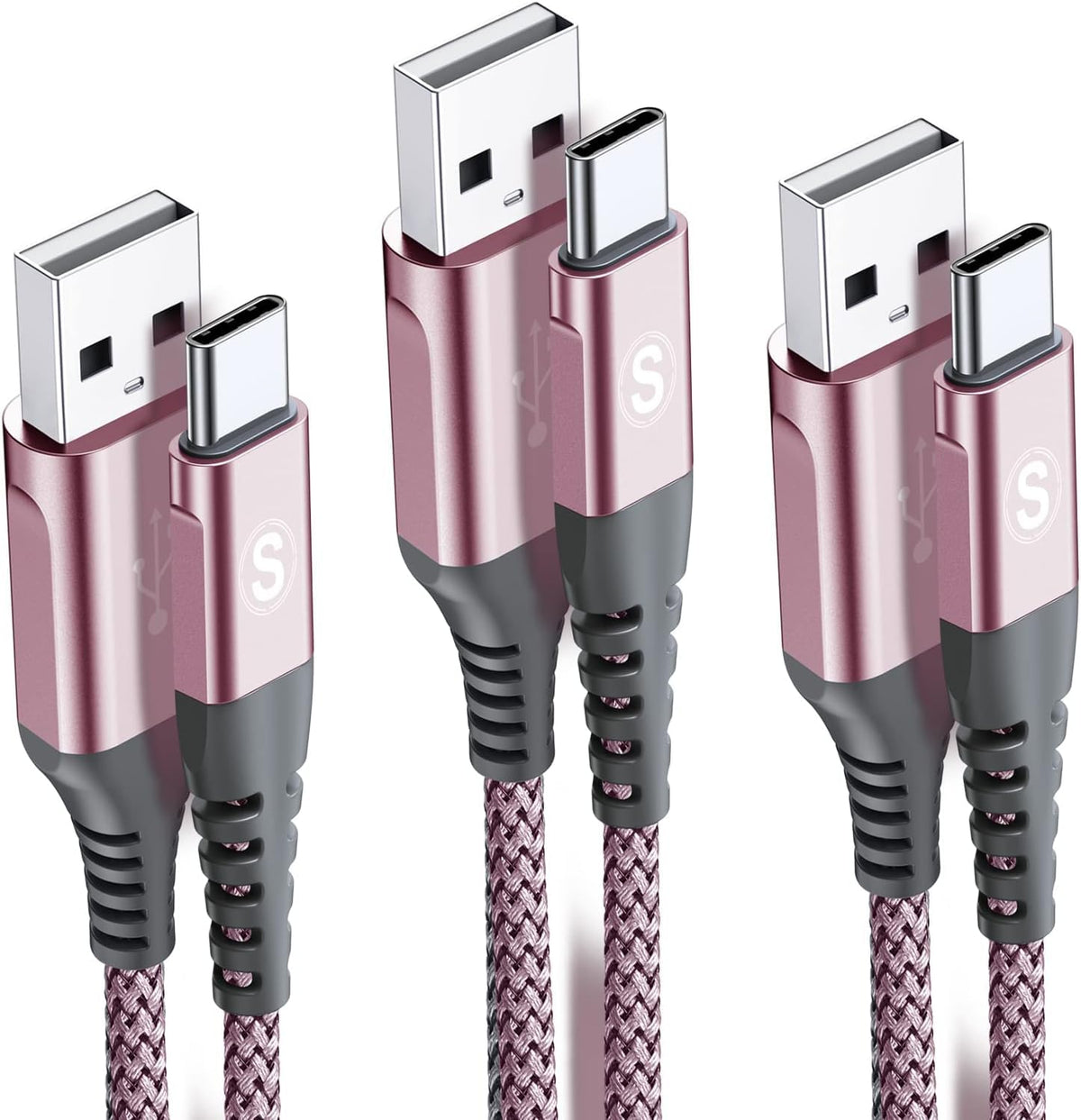 sweguard USB Type C Charger Cable [3-Pack,6.6ft+3.3ft+1.5ft] iPhone 16 Charger Nylon Braided Cord for iPhone 16 15 Pro Max Plus Samsung Galaxy S24 S23 S22 S21 S20 S10 Note 20 10 A54 Pixel LG Moto PS5