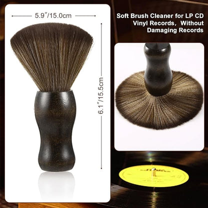 2 Pack Vinyl Turntable Wood Record Cleaning Brushes,Anti-Static Record Brush for Vinyl Albums LP CD Cartridge/Camera Lens/Computer Screen/Keyboard/Character Models