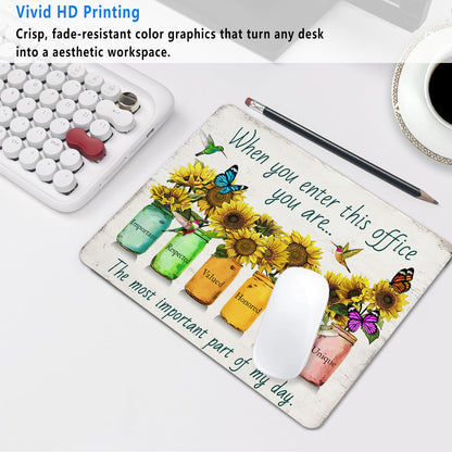 SHALYSONG Sunflower Office Quotes Mouse Pad, 9.5"x7.9" Non-Slip Mousepad