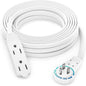 Maximm Cable 20 Ft 360° Rotating Flat Plug Extension Cord, 16/3 AWG Multi 3 Outlet 3-Prong Grounded Wire- White - UL Certified