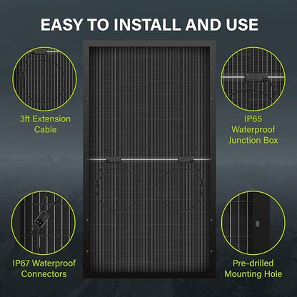 Newpowa Bifacial 200 Watt 12 Volt Solar Panel 10BB Monocrystalline Double-Side 25% High-Efficiency, PV Module Power Charger for RV Marine Boat Farm and Other Off-Grid Applications