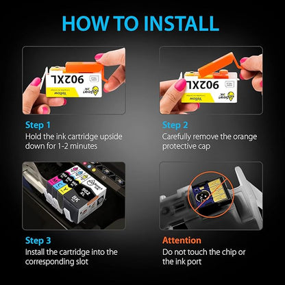 Smart Ink Compatible Ink Cartridge Replacement for HP 902 XL 902XL (4 Combo Pack) to use with Officejet Pro 6978 6968 6974 6975 6960 Officejet 6951 6954 6956 6958 Printers