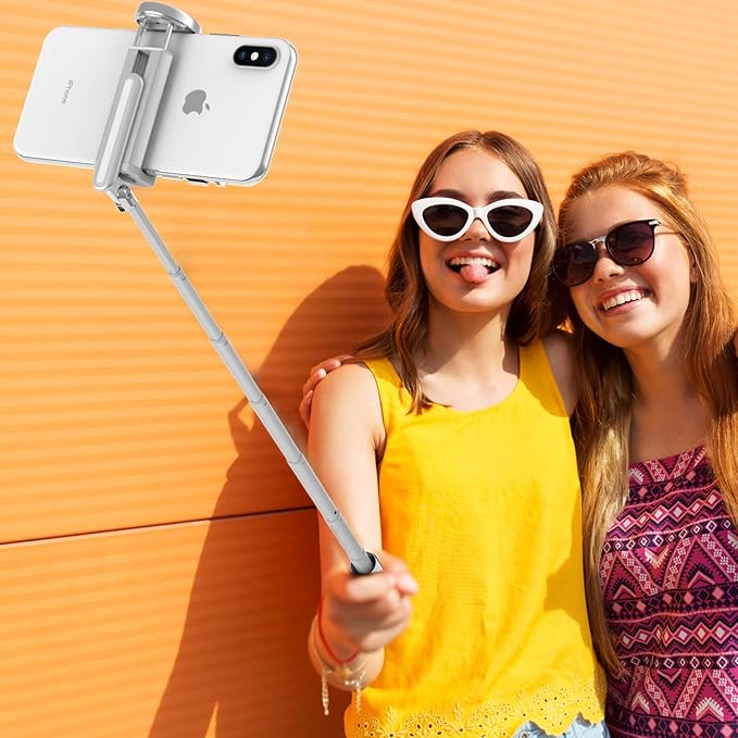 ATUMTEK Selfie Stick Tripod, Extendable 3 in 1 Aluminum Bluetooth Selfie Stick with Wireless Remote and Tripod Stand for iPhone 16/15/14/13/12/11/11 Pro/XS Max/XS/XR/X/8/7, Samsung Smartphones, White
