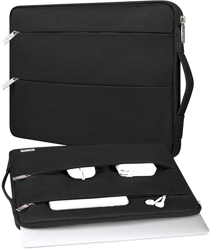 Voova Laptop Sleeve Carrying Case 14 15 Inch Compatible with MacBook Air 15 M2/M3/M4 2022-2025, MacBook Pro 15, Hp Chromebook 14, Waterproof Slim Computer Cover Bag,Black