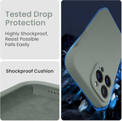 FireNova Designed for iPhone 13 Pro Case, Silicone Upgraded [Camera Protection] Phone Case with [2 Screen Protectors], Soft Anti-Scratch Microfiber Lining Inside, 6.1 inch, Calke Green