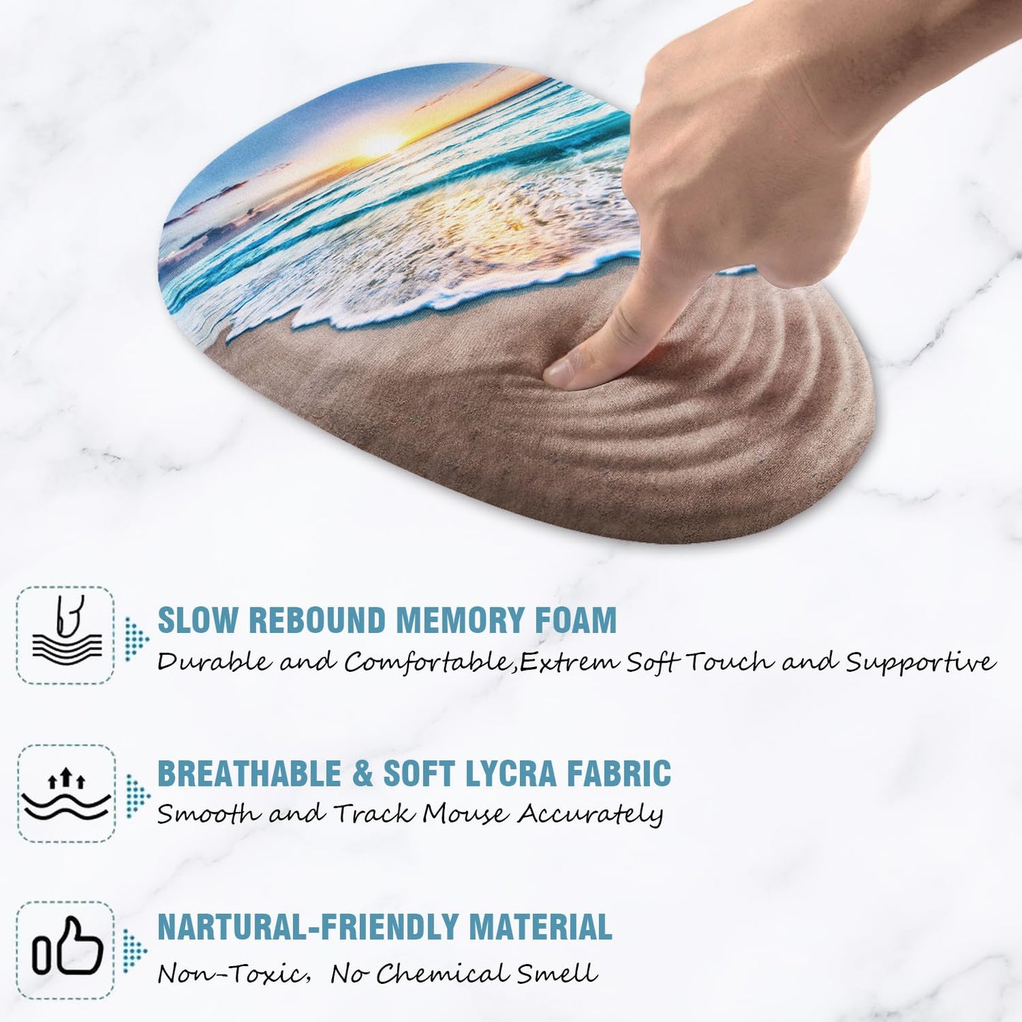 Armanza Sunset Mouse Pad, Ergonomic Mouse Pad with Wrist Rest Support, Non-Slip PU Base Desktop Mousepad for Pain Relief, Computer, Office & Home, Beach