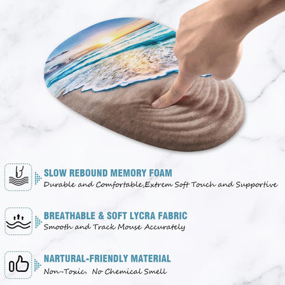 Armanza Sunset Mouse Pad, Ergonomic Mouse Pad with Wrist Rest Support, Non-Slip PU Base Desktop Mousepad for Pain Relief, Computer, Office & Home, Beach