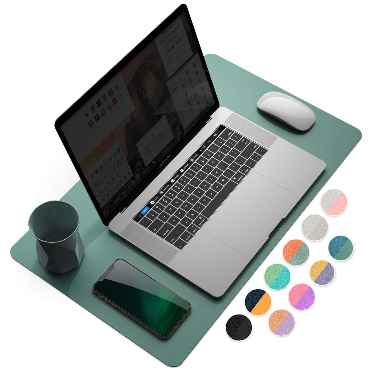 YSAGI Dual-Sided Desk Pad Protector, Desk Mat with Non-Slip - Waterproof PU Leather Office Desk Blotter for Mouse, Keyboard, Writing,31.5" x 15.7", Black