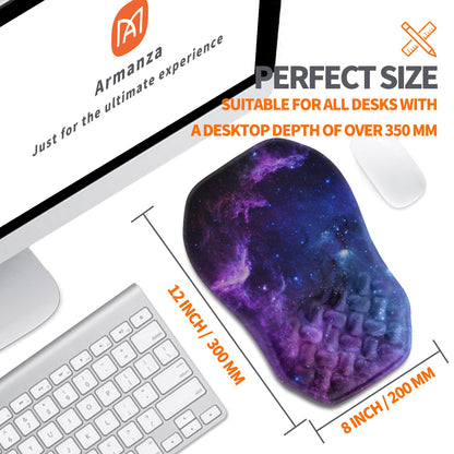 Armanza Ergonomic Slope Mouse Pad Wrist Support, Wrist Rest Mousepad for Carpal Tunnel Pain Relief with Massage Bulge and Slow Rebound Memory Foam (12x8 inch, Galaxy)