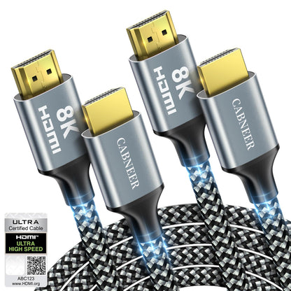 CABNEER 8K HDMI Cable 4 ft, 48Gbps High Speed HDMI 2.1 Cable, HDMI Cord 8K@60Hz 4K@120Hz Support for HDR eARC HDCP 2.2&2.3, HDMI Cable 2.1 Compatible with HDTV, Laptop, Monitor, PC
