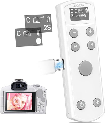 Remote Control for Canon Camera,Rechargeable Wireless Shutter Release with OLED Screen for Canon EOS RP, EOS R, R5, R6, M50, M50 II, 6D Mark II, 77D, 850D, 800D, Rebel T7i, T8i; Replaces BR-E1 (white)