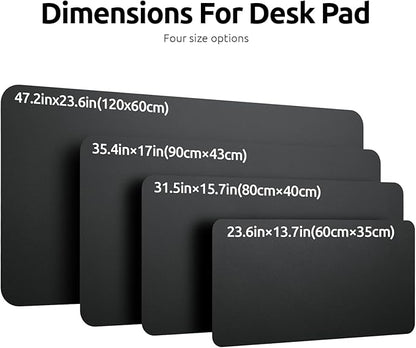 YSAGi Leather Desk Protector, Office Mat, Large Mouse Mat, Non-Slip PU Leather Blotter, Laptop Desk Pad, Waterproof Writing Pad for Office and Home (Black, 47.2" x 23.6")