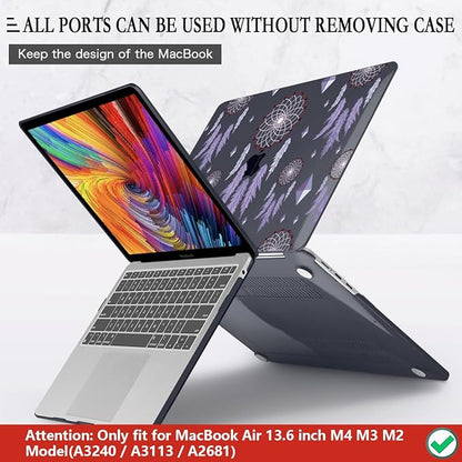 CISSOOK Compatible with MacBook Air 13.6 inch Case 2025 2024 2023 2022 Release A3240 M4 A3113 M3 A2681 M2, Plastic Hard Shell Case & Keyboard Cover & Screen Protector, Dream Catcher