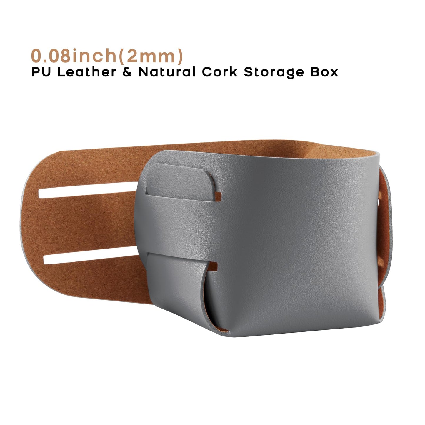 HOMIEAZICOZI 2-Pack Cork Leather Desk Accessories Storage - Pencil Pen Holder - Makeup Brush Holder Organizer - Stylish Addition to Home Decor (Gray)
