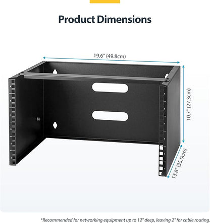 StarTech.com 6U Wall Mount Network Rack - 14 Inch Deep (Low Profile) - 19" Patch Panel Bracket for Shallow Server and IT Equipment, Network Switches - 44lbs/20kg Weight Capacity, Black (WALLMOUNT6)