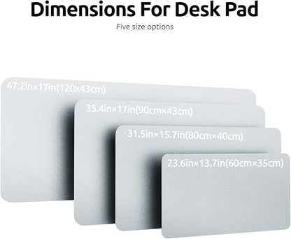 YSAGi Leather Desk Pad Protector, Office Desk Mat, Large Mouse Pad, Non-Slip PU Leather Desk Blotter, Laptop Desk Pad, Waterproof Desk Writing Pad for Office and Home (Silver, 35.4" x 17")