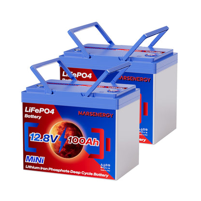 MARSENERGY 12V 100Ah LiFePO4 Lithium Battery, Group 24 Size,100A BMS,2-Pack
