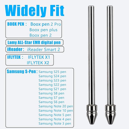 Universal Fit No Worn Out Fine Titanium Alloy Fine Pencil Nibs Compatible with BOOX Pen 2 Pro,iReader,IFLYTEK,Lamy AL-Star Digital Pen, Ballpoint Replacement Tips for eReader Digital Pen,2 Pcs