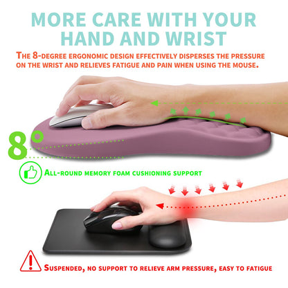 Kuosgm Ergonomic Mouse Pad Wrist Support with Memory Foam Massage Bulge, Carpal Tunnel Pain Relief Mousepad Wrist Rest for Mouse(12x8 inch, Dark Pink)
