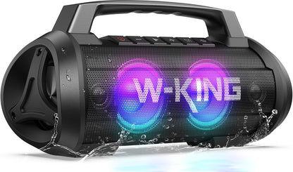 W-King Portable Bluetooth Speaker, 120W Peak Loud Bass Boombox Outdoor