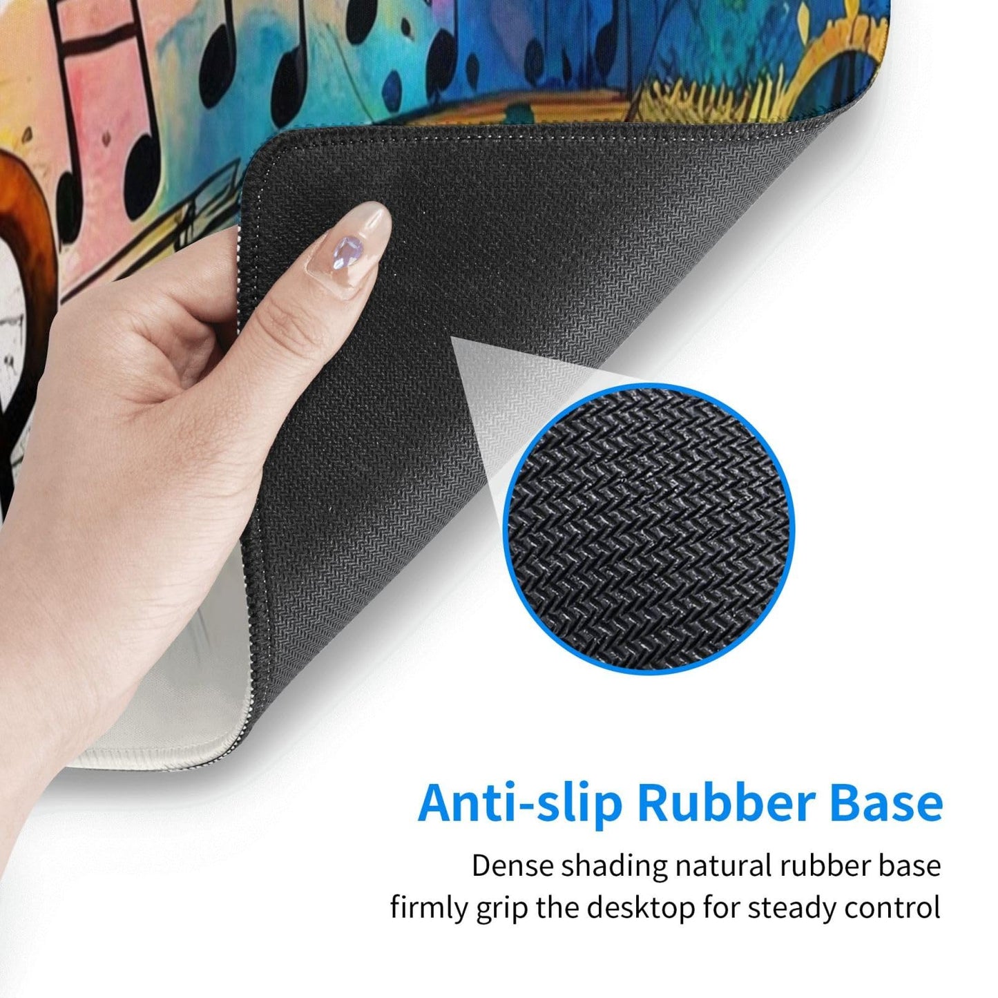 Gaming Mouse Pad, Large Non-Slip Rubber Base Mousepad, Keyboard Mouse Mat, Desk Pad with Stitched Edges, 31.5x11.8inch, Music Note