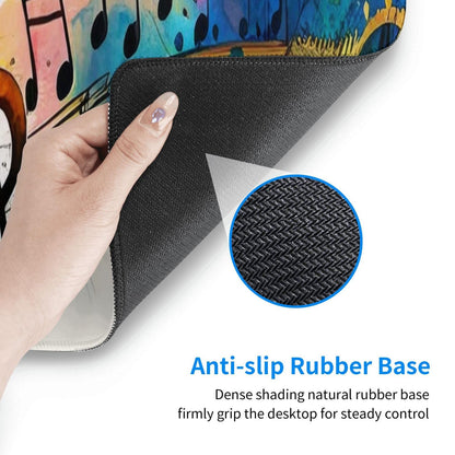 Gaming Mouse Pad, Large Non-Slip Rubber Base Mousepad, Keyboard Mouse Mat, Desk Pad with Stitched Edges, 31.5x11.8inch, Music Note