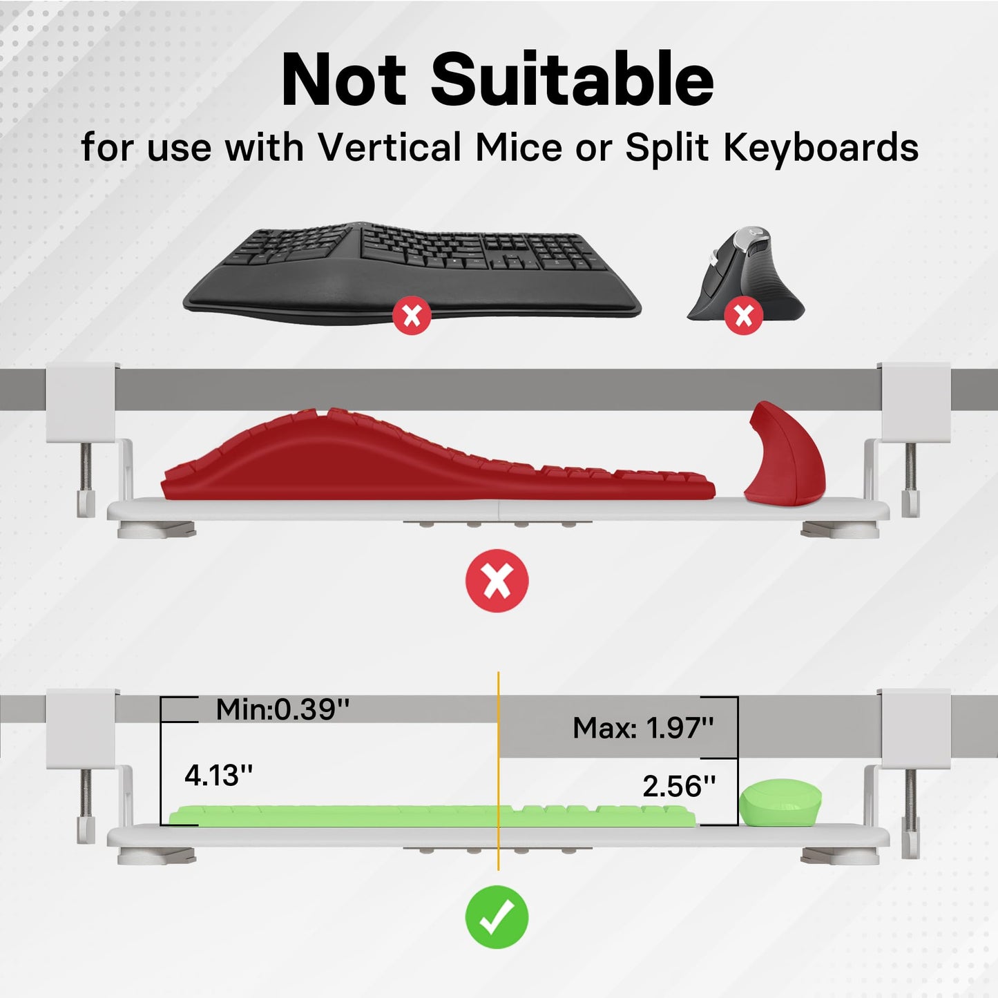 BONTEC Under Desk Keyboard Tray, Pull-Out Keyboard & Mouse Platform