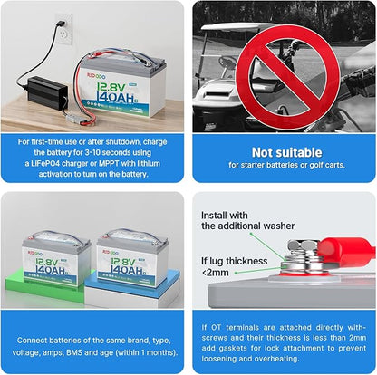Redodo Smart Bluetooth 12V 140Ah LiFePO4 Battery, Group31 Lithium Battery, 10 Years Lifetime, 150A BMS, Real-Time Monitoring, Perfect for RVs, Marine, Boat, Solar and Off Grid 4 Pack