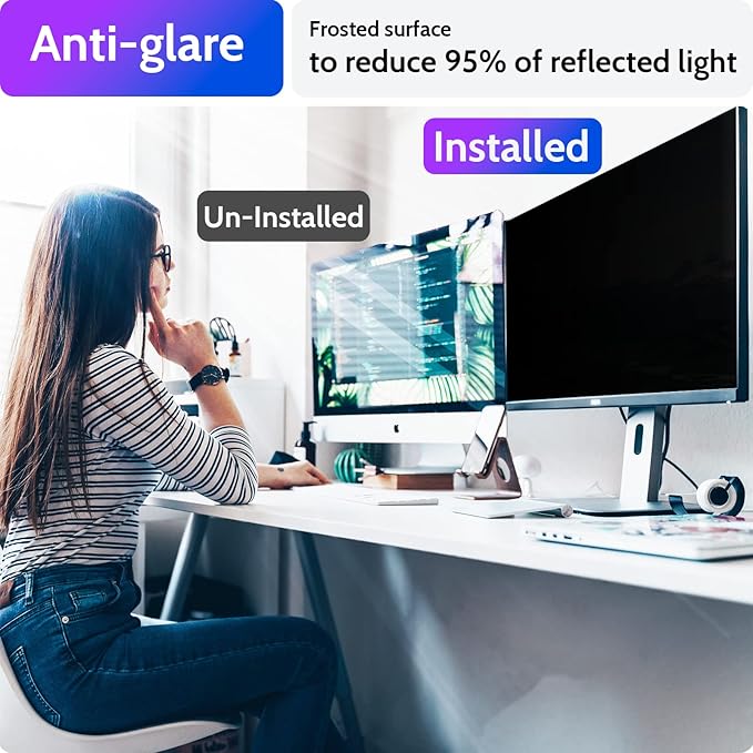 Computer Privacy Screen 21.5 Inch for 16:9 Widescreen Monitor, Removable 21.5inch Anti Blue Light Anti Glare Monitor Privacy Filter Shield (18 3/4" x 10 9/16")