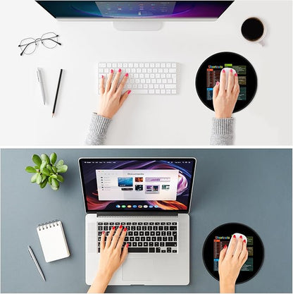 ITNRSIIET Mouse Pad Non-Slip Rubber Base Smooth Surface Stitched Edges Waterproof Durable Compatible with All Mice for Office & Gaming, Desk Accessory, Diameter 8.7 inch, WinShortcuts