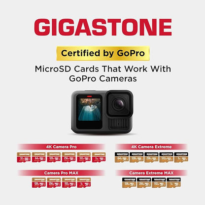 [5-Yrs Free Data Recovery] GIGASTONE 256GB Micro SD Card with USB 3.2 Type C Card Reader, 4K Camera Pro MAX, Speed Up to 130MB/s Compatible with Gopro, DJI, Dash Cam, MicroSDXC UHS-I A2 V30 U3